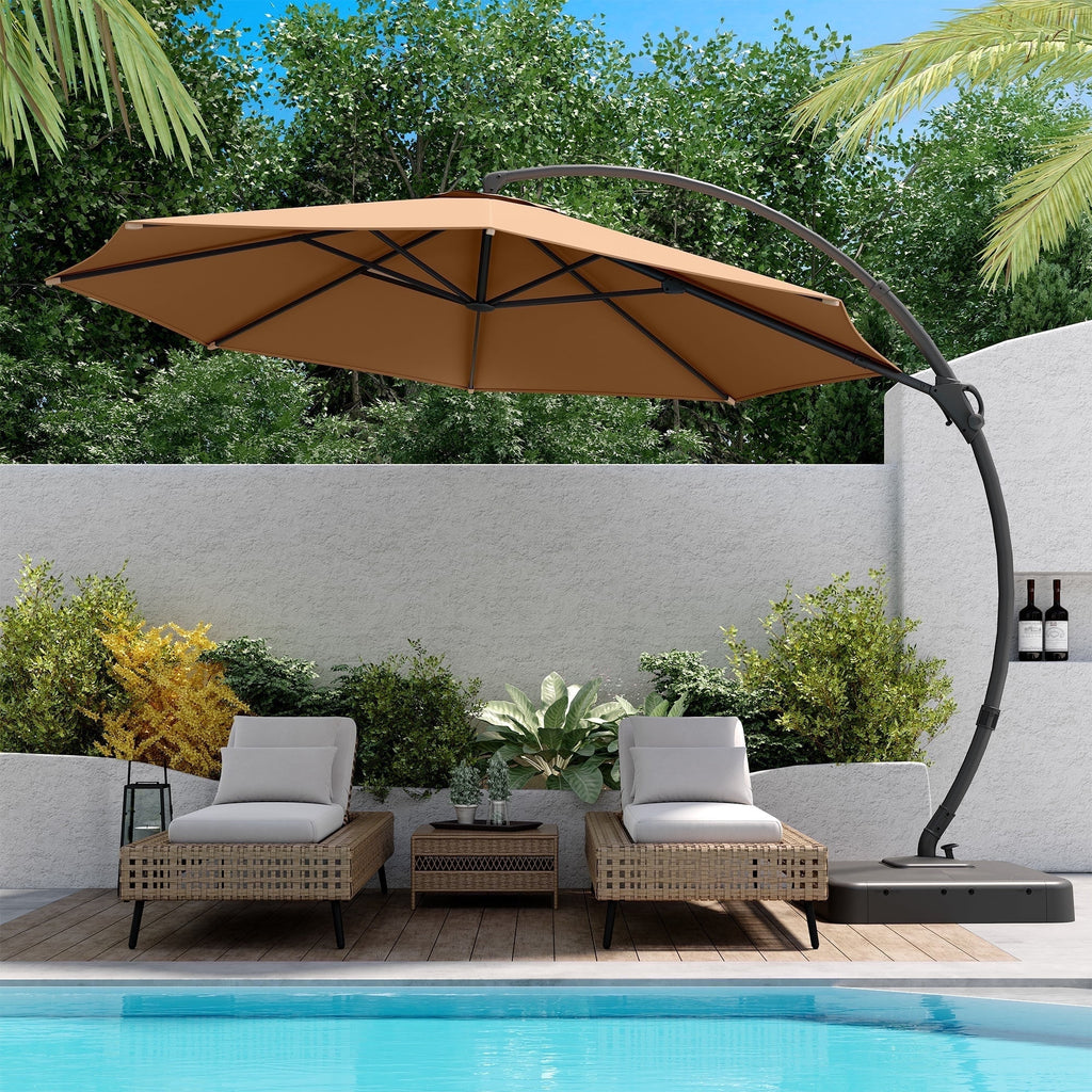 LAUSAINT HOME 11 FT Outdoor Patio Umbrella with Base, Aluminum Cantilever Umbrella with Crank, Gray