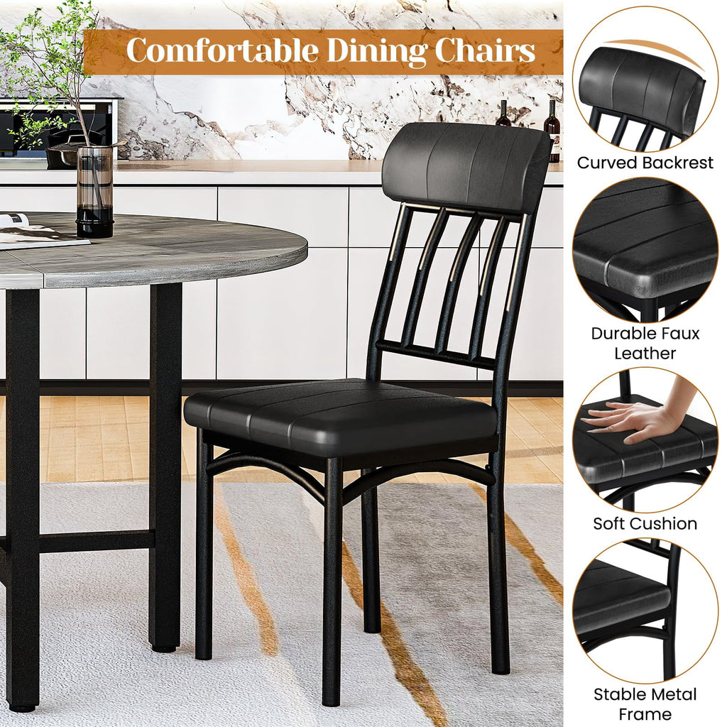 MOOSENG Round Dining Table Set for 4,Faux Marble Circle Dining Table Set with Chairs,Modern Kitchen Table and Chairs Set for 4,Round Dinner Table & Chair Set for Small Space