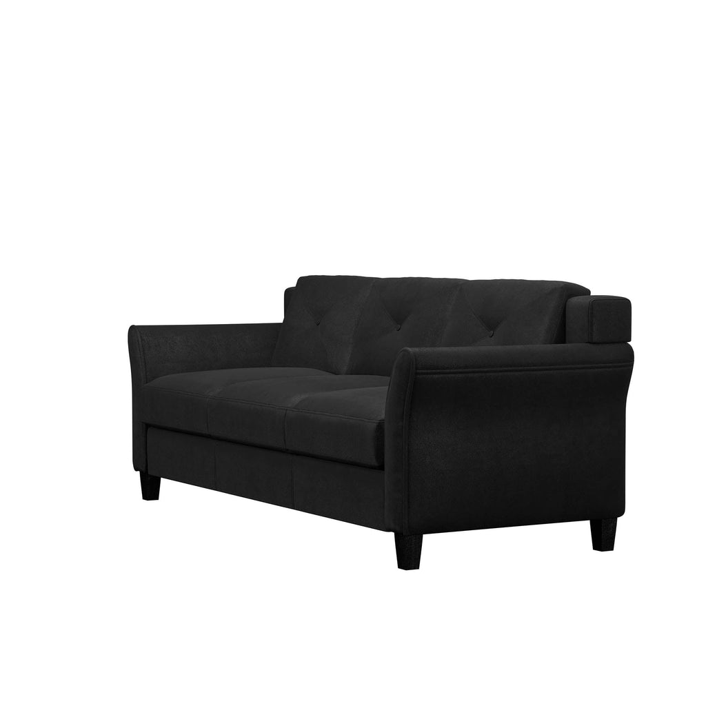 Lifestyle Solutions Taryn Curved Arms Sofa, Black Fabric