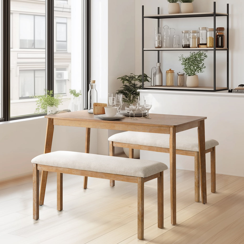 KithKasa Rectangular Dining Table Set for 4 , Kitchen Table and Chairs for 4, 5 Piece Space Saving Wood Kitchen & Dining Room Tables Set Furniture