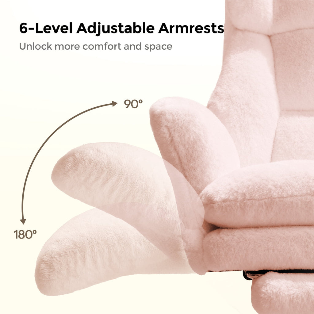 Patbrela Big and Tall Office Chair, Cloud Plush Swivel Desk Chair with 6-Level Adjustable Armrests, Home Ergonomic Executive Office Chair for Work, Gaming, Beige