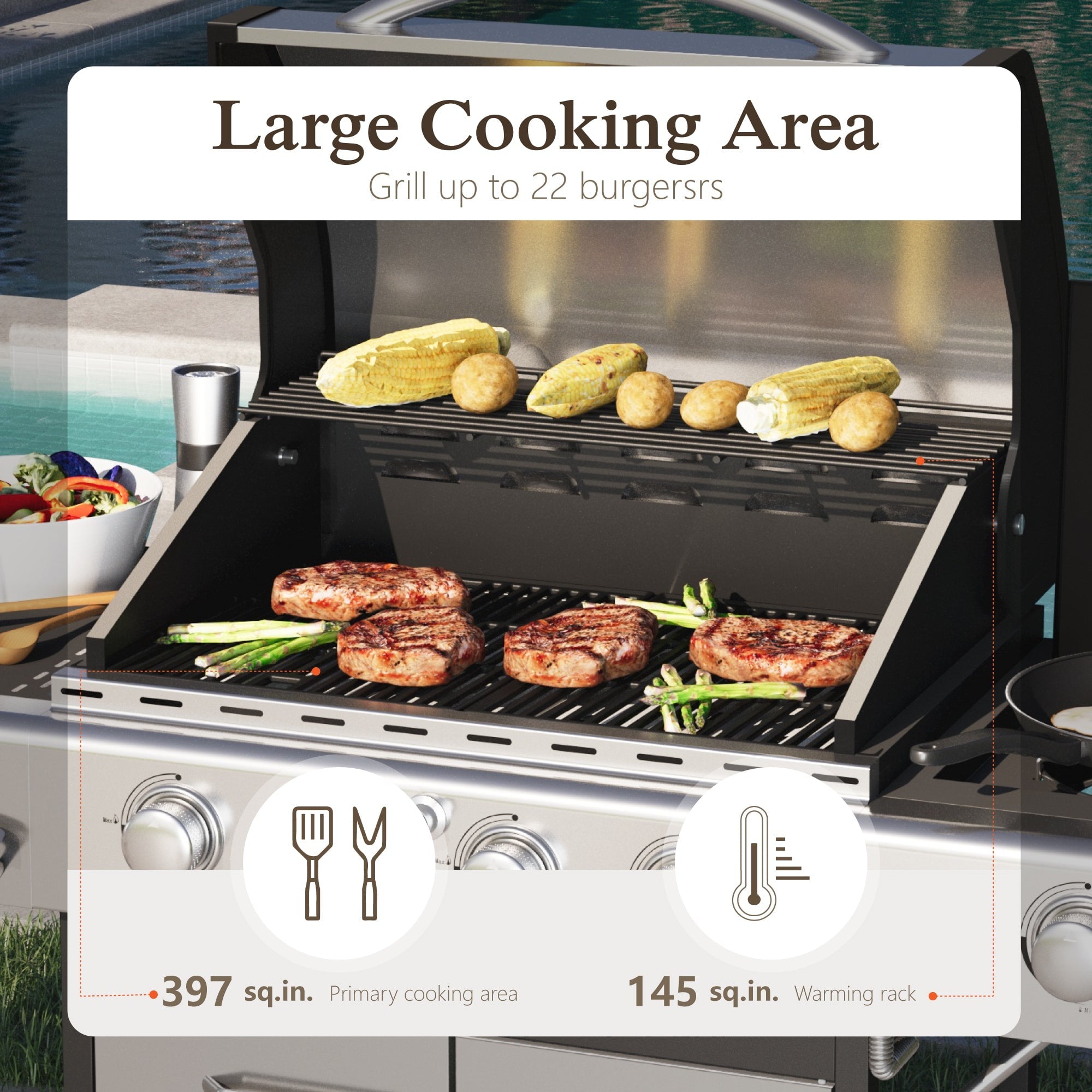 Alpha Joy 4-Burner Propane Gas Grill and Griddle Combo with Side Burner in Black