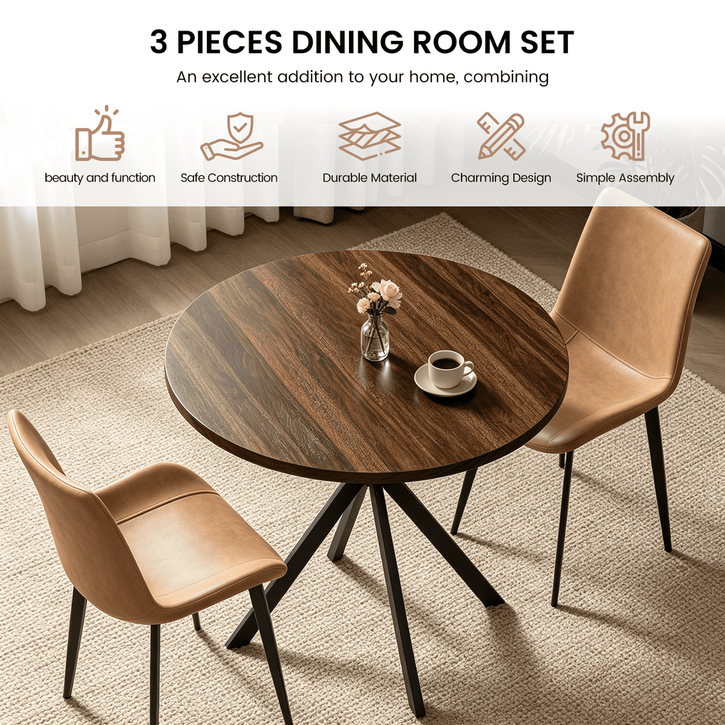 Small Round Dining Table for 2-4 People, 31.7 Modern Round Kitchen Table, Space-Saving Table for Living Dining Room, Coffee ,Apartment