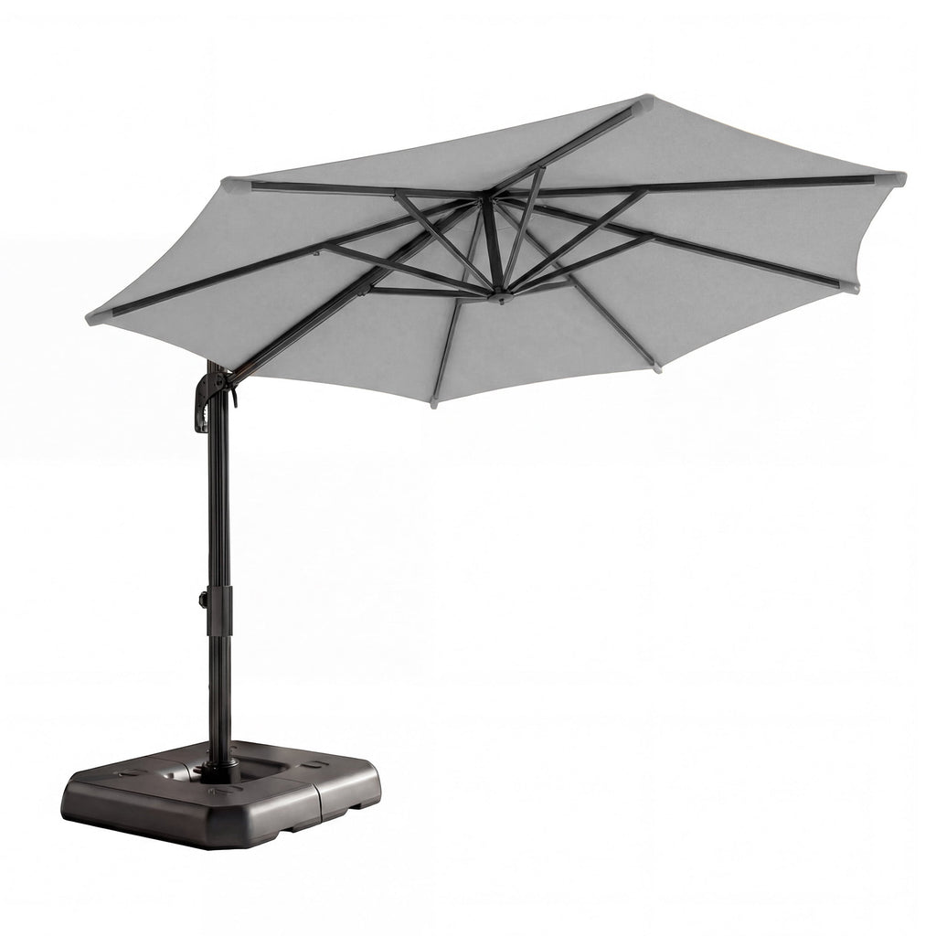 LAUSAINT HOME 10 Feet Patio Umbrella, Outdoor Large Cantilever Round Windproof Patio Offset Umbrella with 360° Rotation for Backyard, Gray