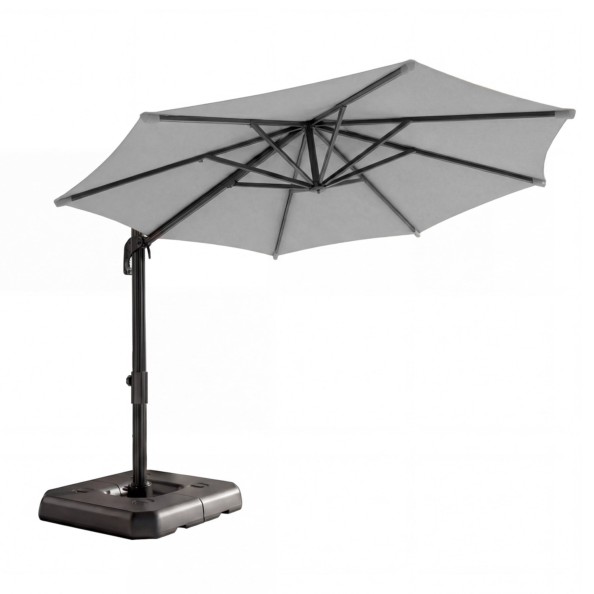 LAUSAINT HOME 10 Feet Patio Umbrella, Outdoor Large Cantilever Round Windproof Patio Offset Umbrella with 360° Rotation for Backyard, Gray
