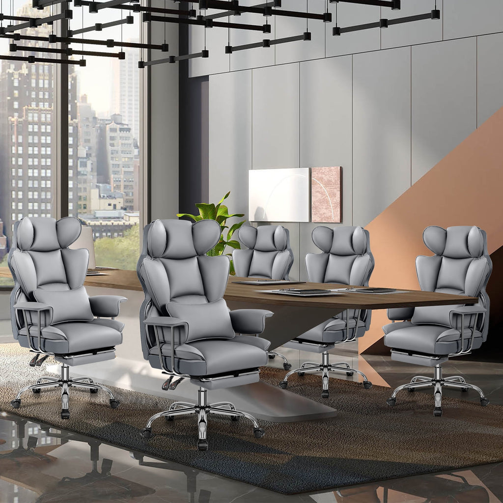 COOLHUT Big and Tall Office Chair 500LBS Wide Seat Ergonomic Computer Desk Chair, PU Leather Executive Office Chair with Footrest, Adjustable Task Chair Lumbar Back Support 8 Hour, Black