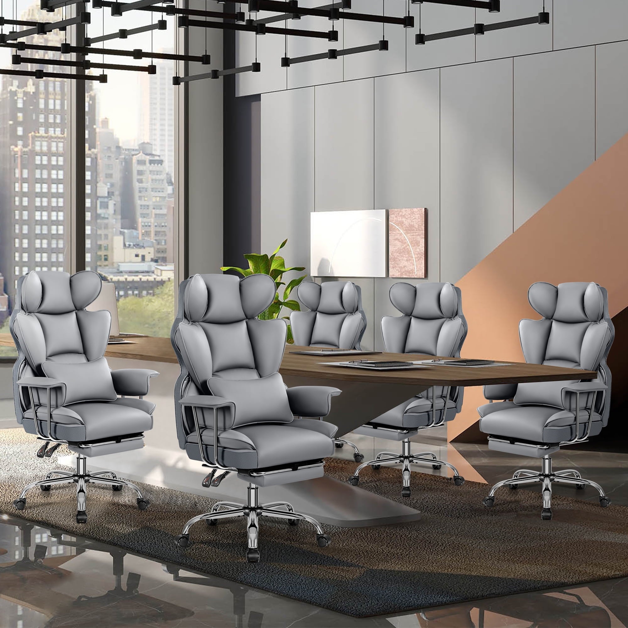 COOLHUT Big and Tall Office Chair 500LBS Wide Seat Ergonomic Computer Desk Chair, PU Leather Executive Office Chair with Footrest, Adjustable Task Chair Lumbar Back Support 8 Hour, Black