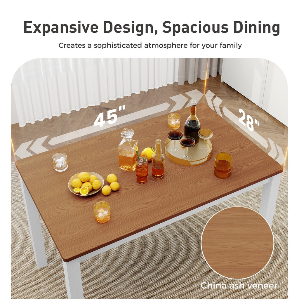Alpha Joy Farmhouse Dining Table Set for 4 Solid Wood Kitchen Chairs and Table Set, Walnut & White