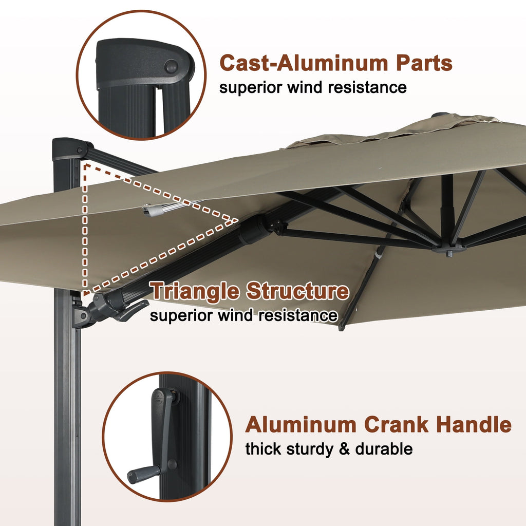 Mondawe 10x10ft Patio Umbrella Outdoor Square Large Cantilever Windproof Offset and Heavy Duty Sun Umbrella for Garden Deck Pool, Red