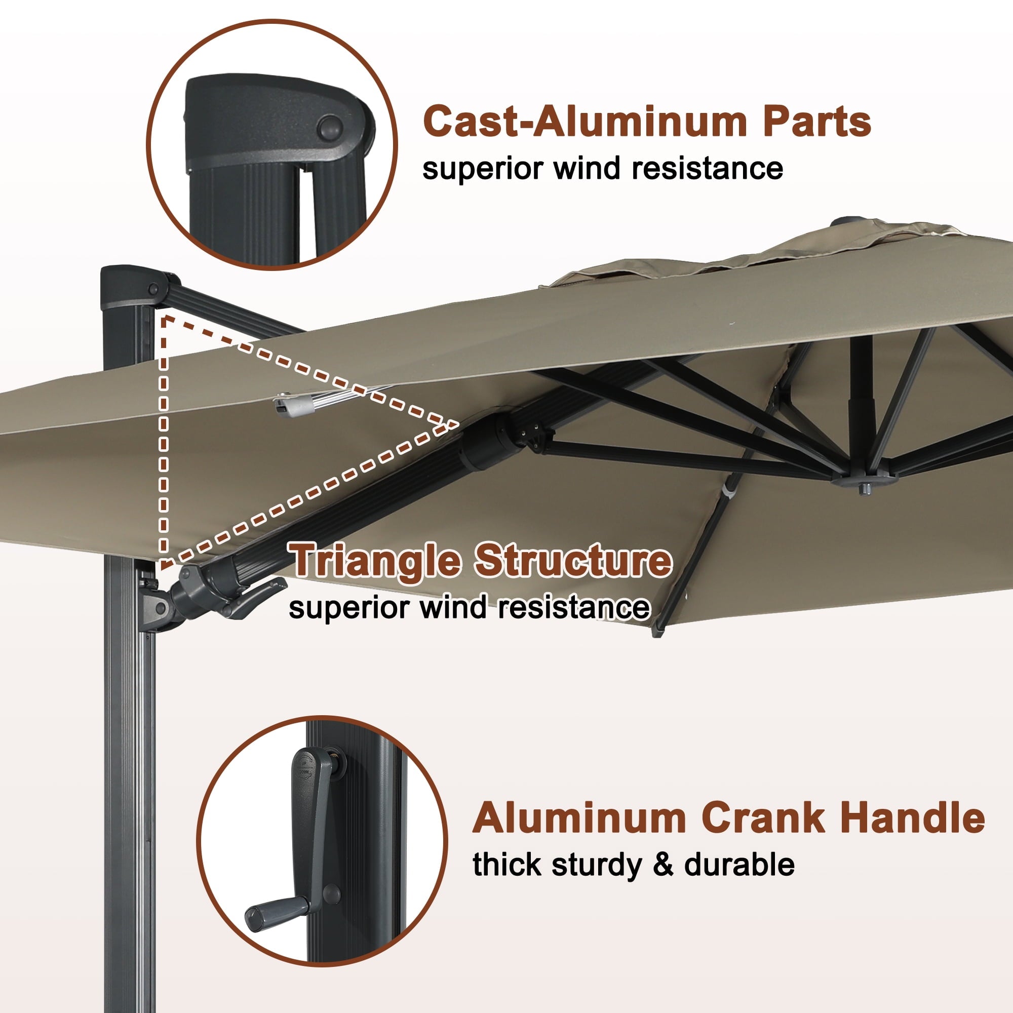 Mondawe 10x10ft Patio Umbrella Outdoor Square Large Cantilever Windproof Offset and Heavy Duty Sun Umbrella for Garden Deck Pool, Red