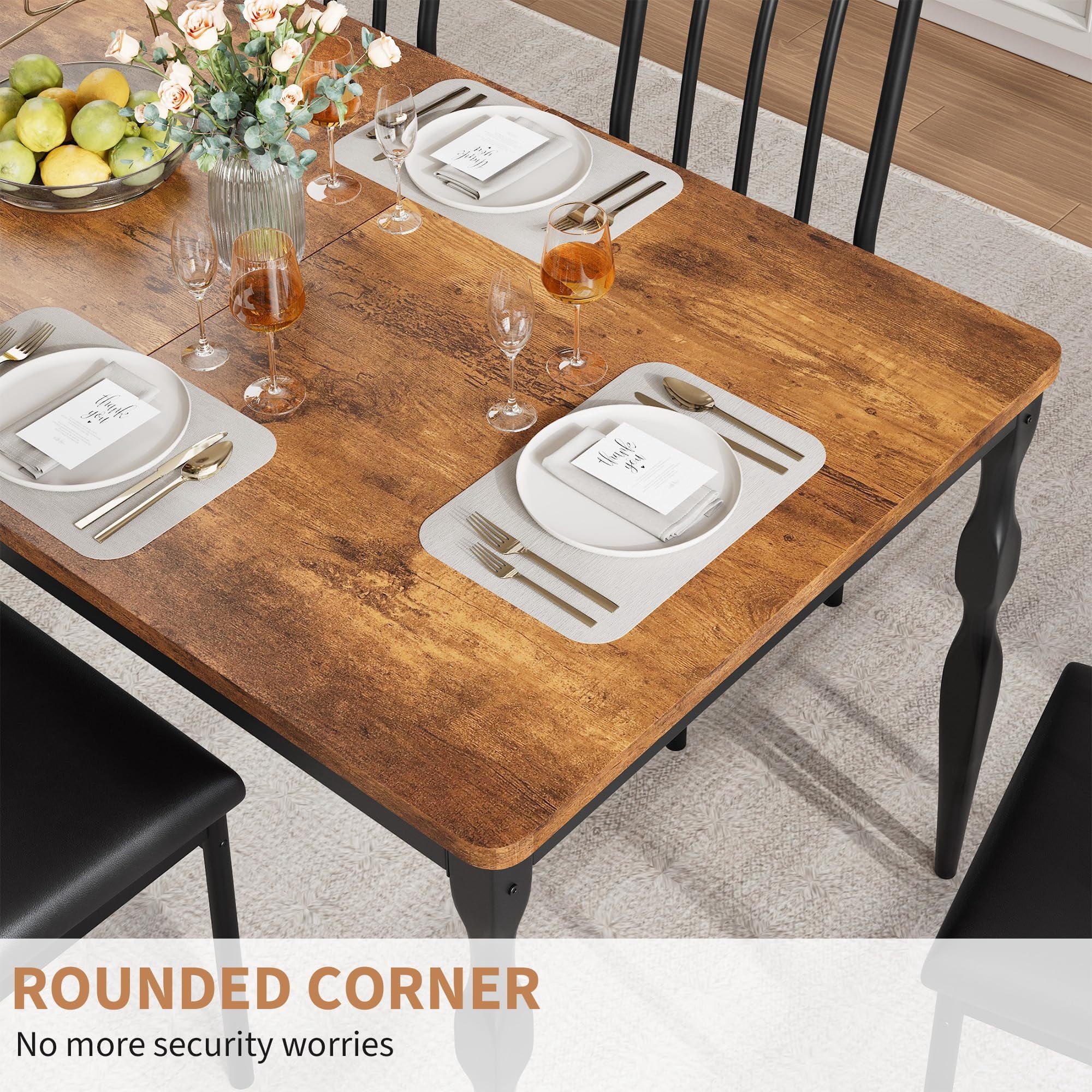 M optimized 78-inch Farmhouse Dining Table for 8, Rustic Rectangular Kitchen Table with Large Tabletop, Long Wooden Dining Room Table with Heavy Duty Legs