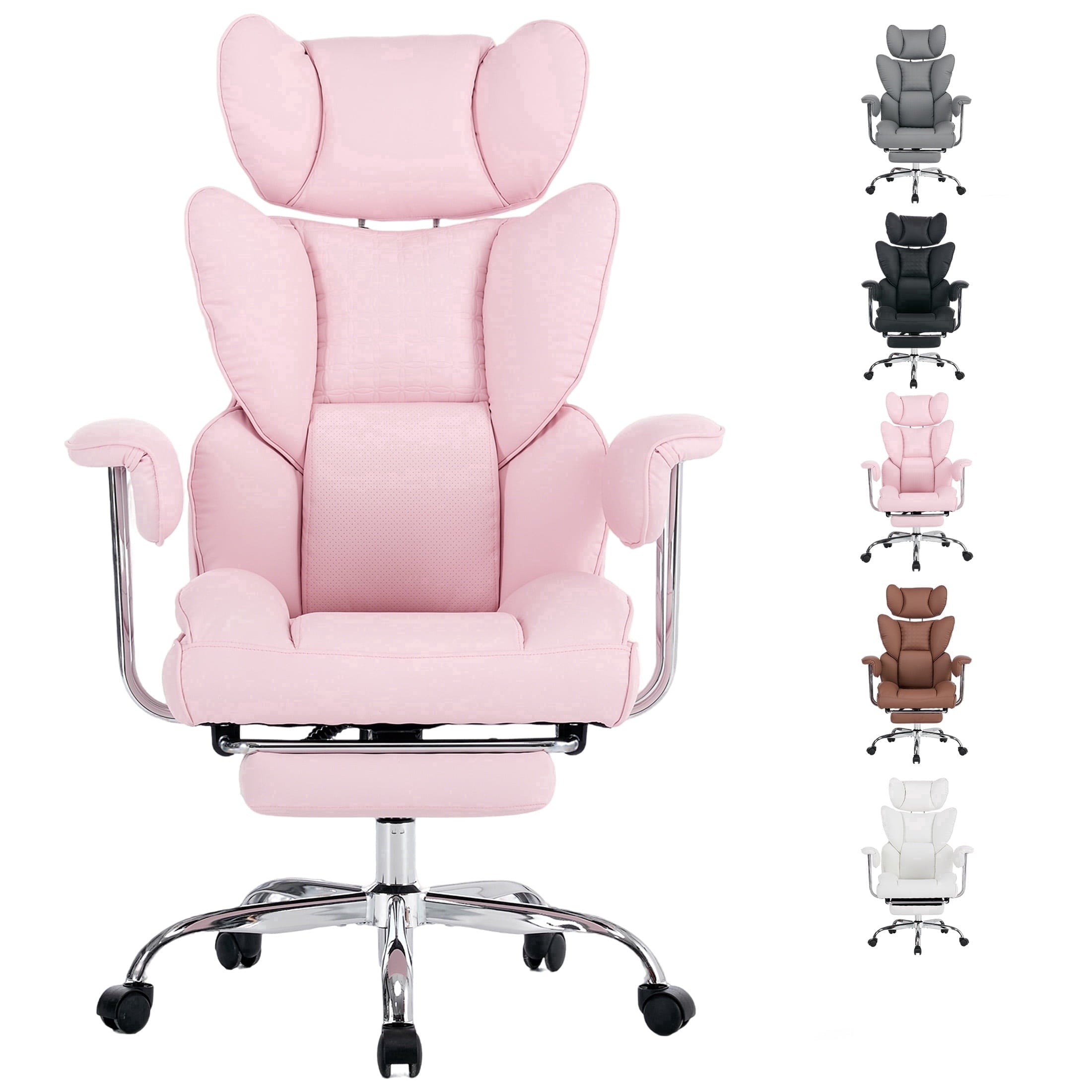 edx Executive Home Office Desk Chair, Ergonomic Big Tall High Back with Footrest & Lumbar Support, Reclining Comfy PU Leather Computer Gaming Chair with Swivel Wheels, Height Adjustable, Black