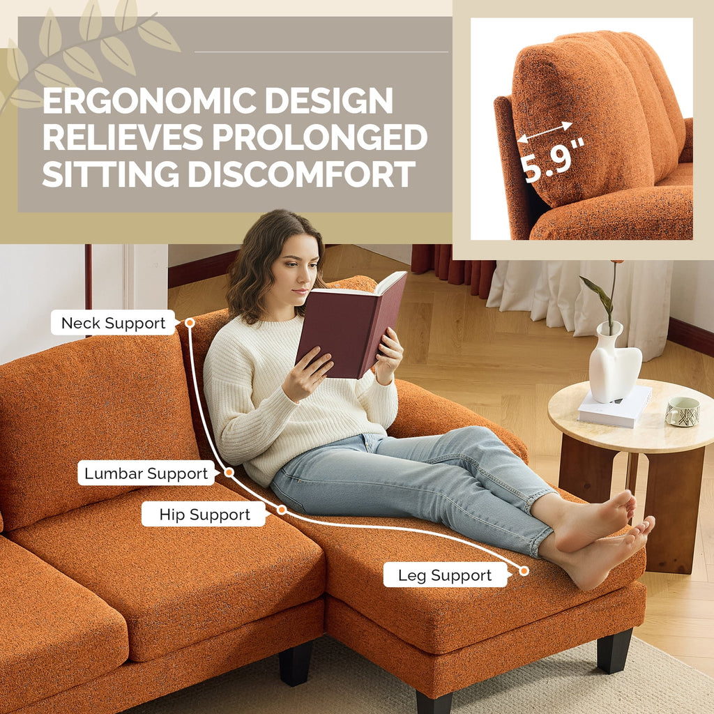 Ktaxon U-Shaped Sectional Sofa Set with Chaise, 4-Seater Blended Chenille Couch for Living Room, Apartment, Easy Assembly Khaki