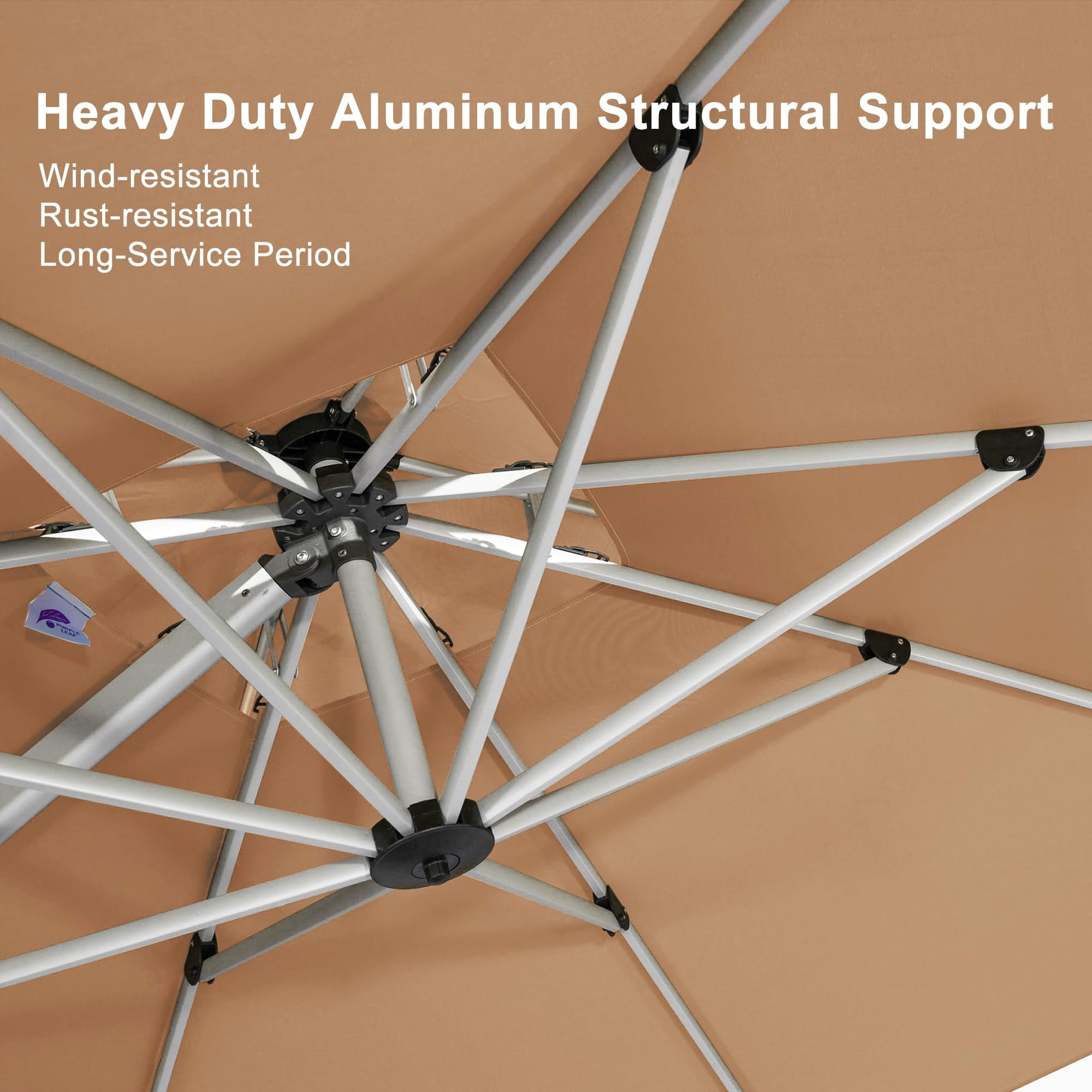 PURPLE LEAF 10 x 13FT Deluxe Rectangular Patio Umbrella, Large Offset Cantilever Umbrella with 360° Rotation, Gray
