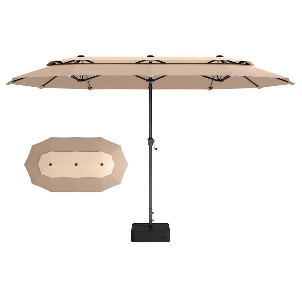 SUMMIT LIVING 13FT Patio Umbrella with Base Included - Double-Vented Rectangle Outdoor Market Umbrella for Patio - Beige
