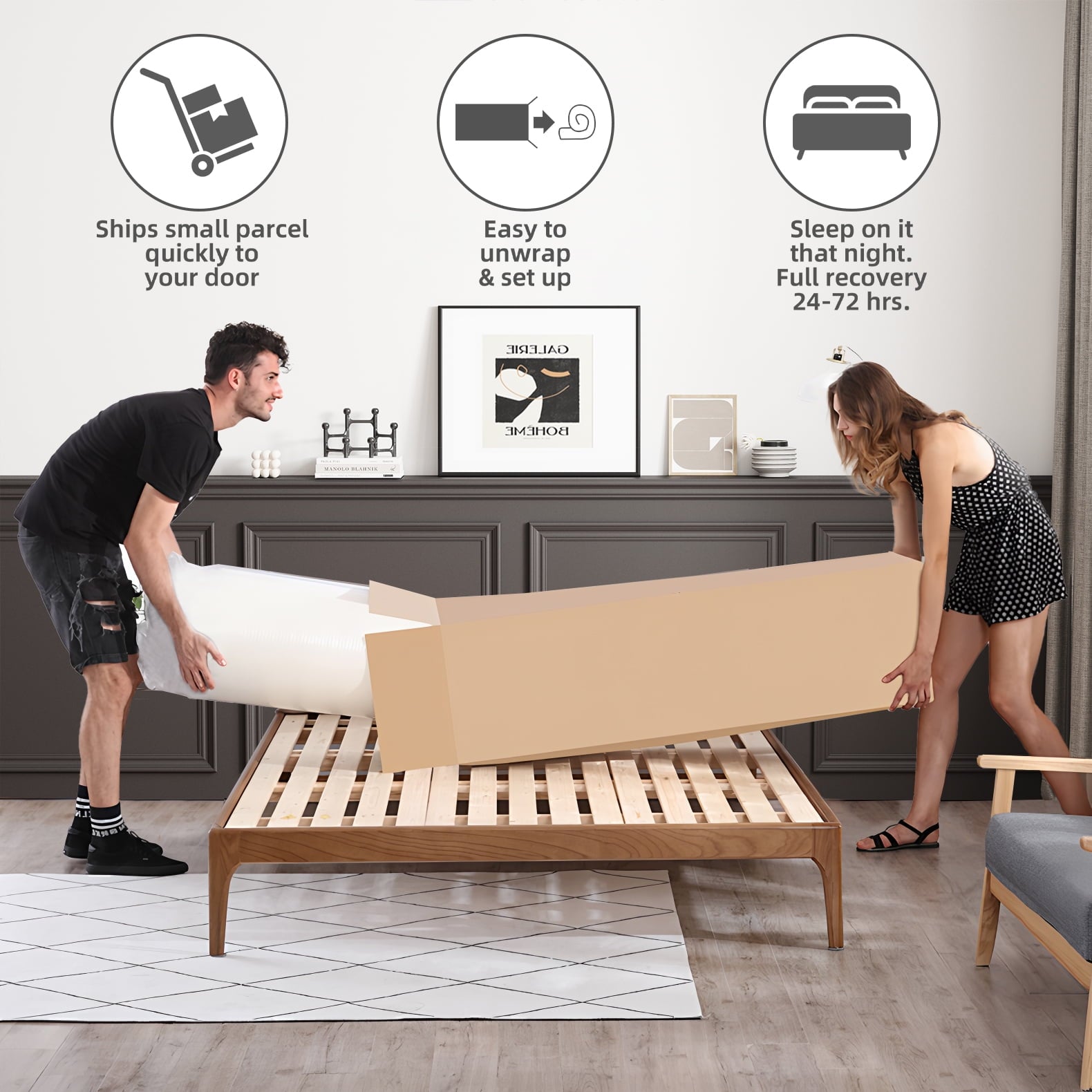Mocangtu 14 Full Hybrid Mattress in a Box, Gel Memory Foam with Individually Wrapped Pocket Coils, Medium Firm, Pressure Relief, Cooling Sleep Support