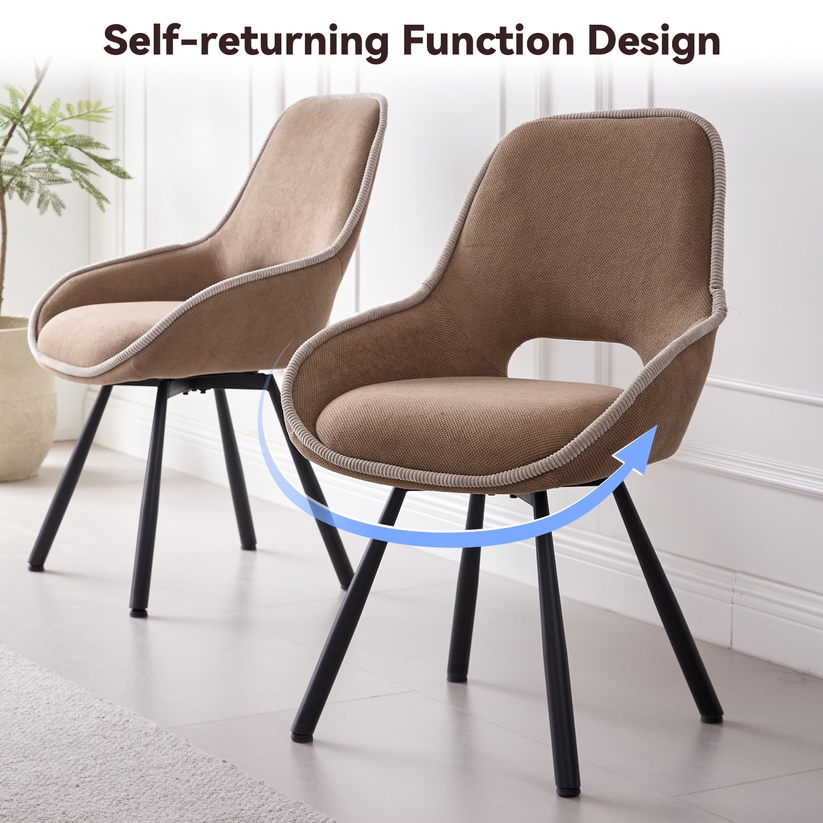 5 Piece 47'' Round Dining Table Chairs Set for 4, Farmhouse Oak Kitchen Table with 4 Boucle Mid Century Modern Dinning Room Chairs, Wood Dinner Table &Upholstered Chair Set of 4, Beige
