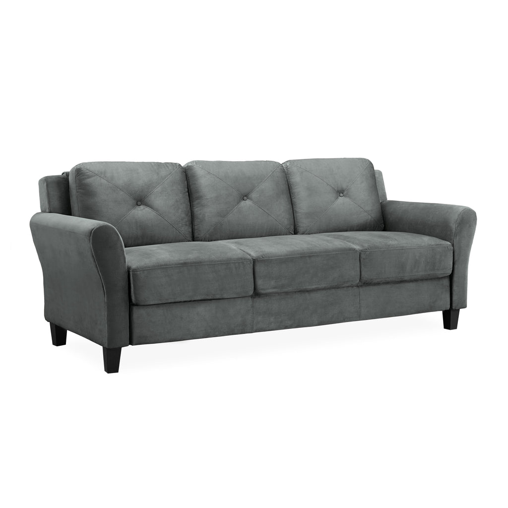 Lifestyle Solutions Taryn Curved Arms Sofa, Black Fabric