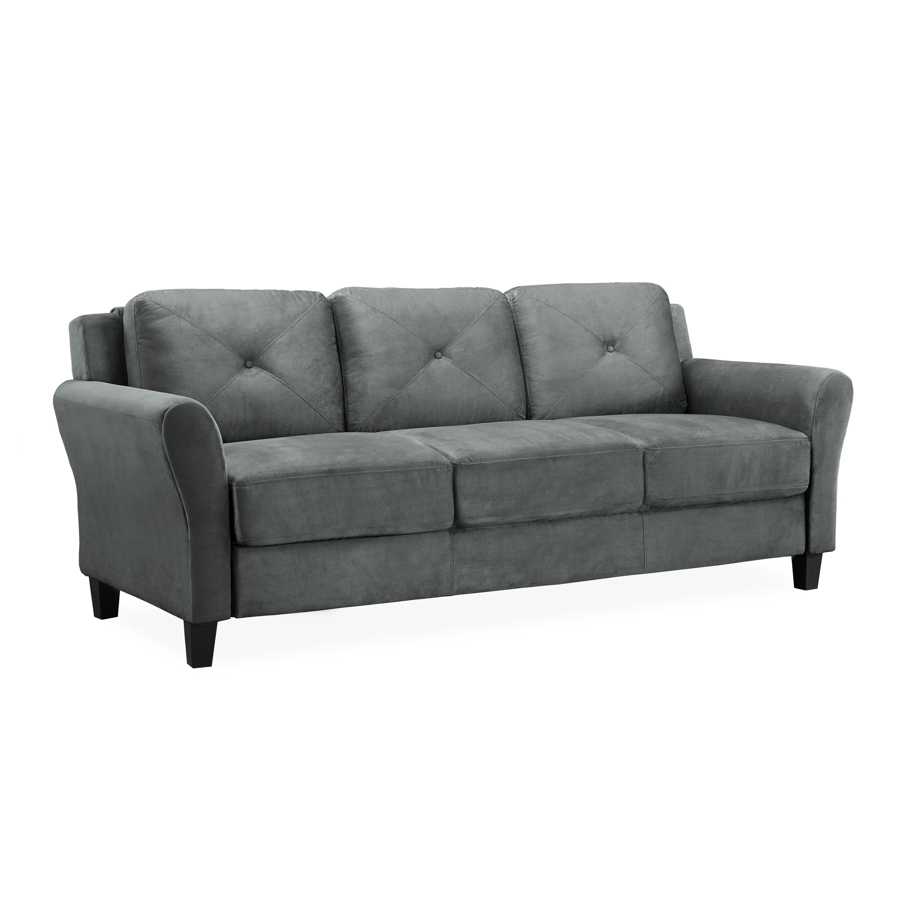 Lifestyle Solutions Taryn Curved Arms Sofa, Black Fabric