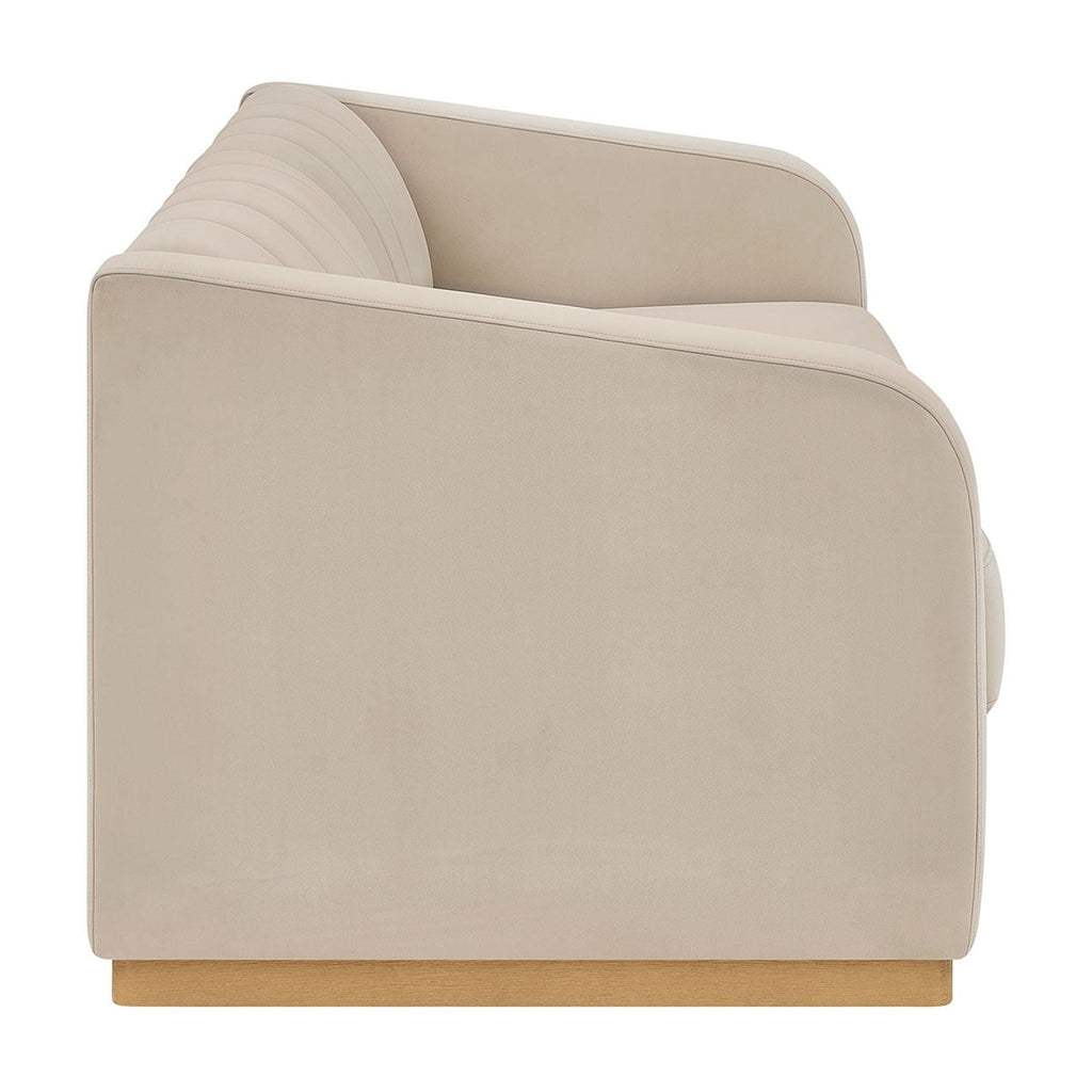 Better Homes & Gardens Lillian Channel Tufted Sofa 83.5 Cream Linen