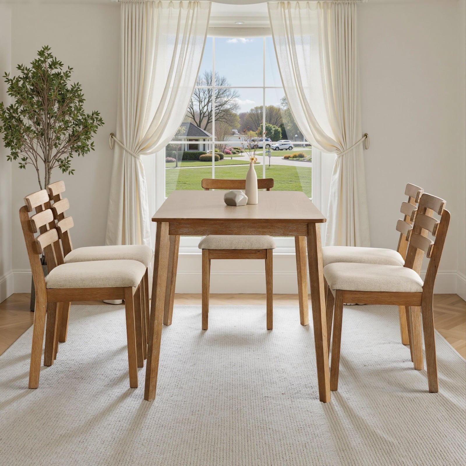 Kithkasa 47 Dining Table for 6 People,Wooden Farmhouse Kitchen Table for Kitchen, Living Room,Dining Room,Natural
