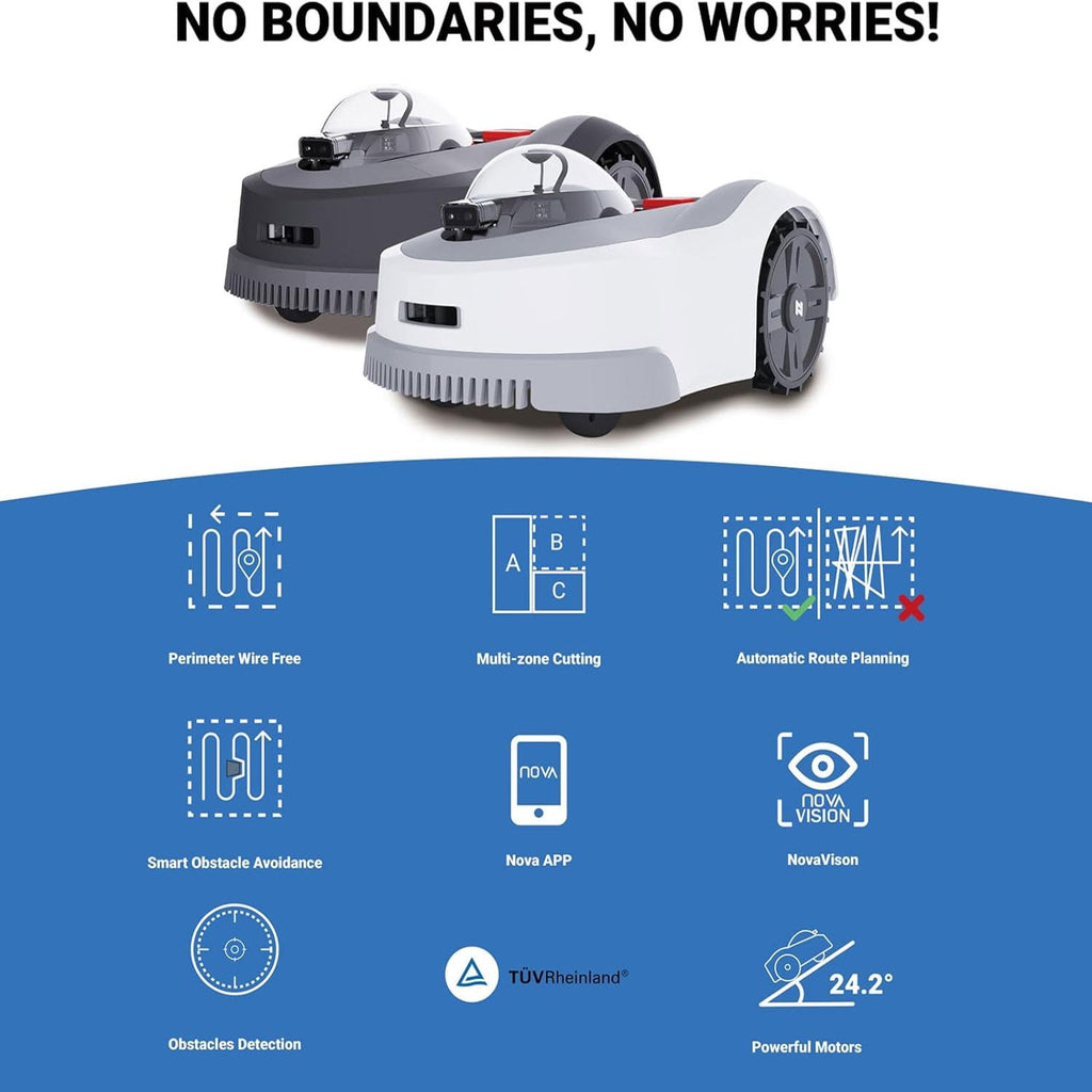 NOVABOT N2000 Robotic Lawn Mower For 1.50 Acres Lawn, Cut Height 0.8-3.5 Adjustable, APP Control With Virtual Boundaries, All-Wheel Drive, Multi-Zone Management