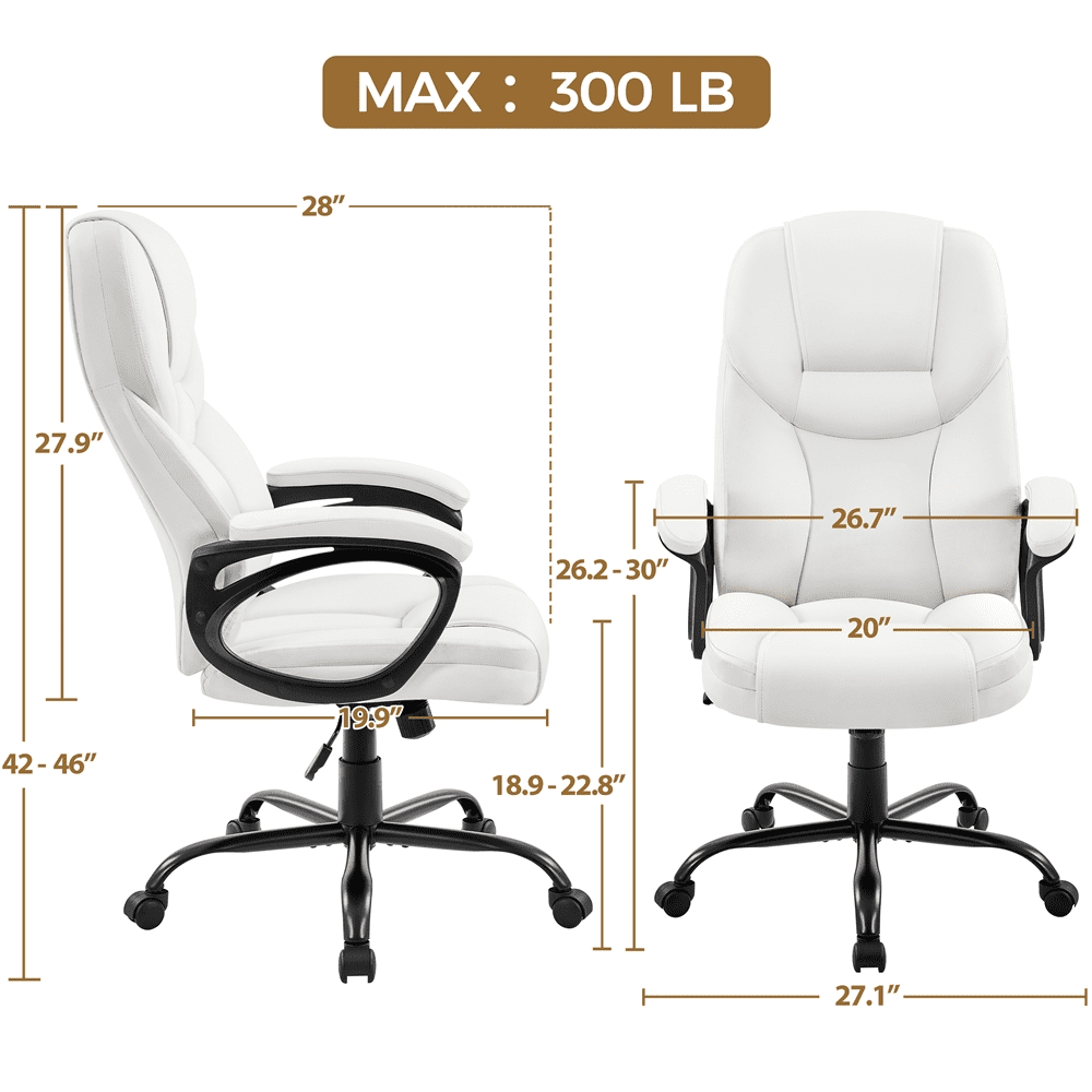 Alden Design Faux Leather Swivel Office Chair with Ergonomic High Back for Home Office, Black
