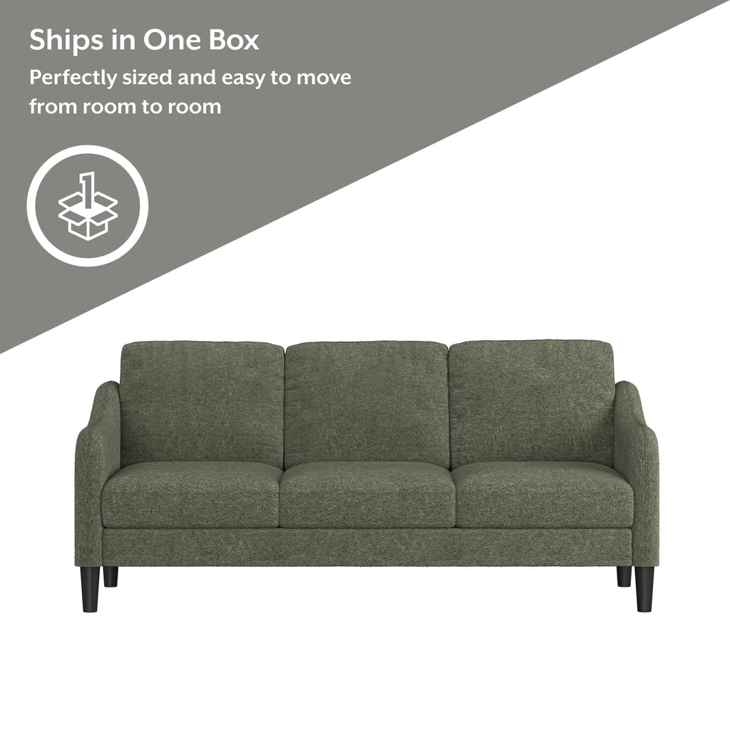 Mainstays Westley Swoop Arm 74 Sofa, Moss Green