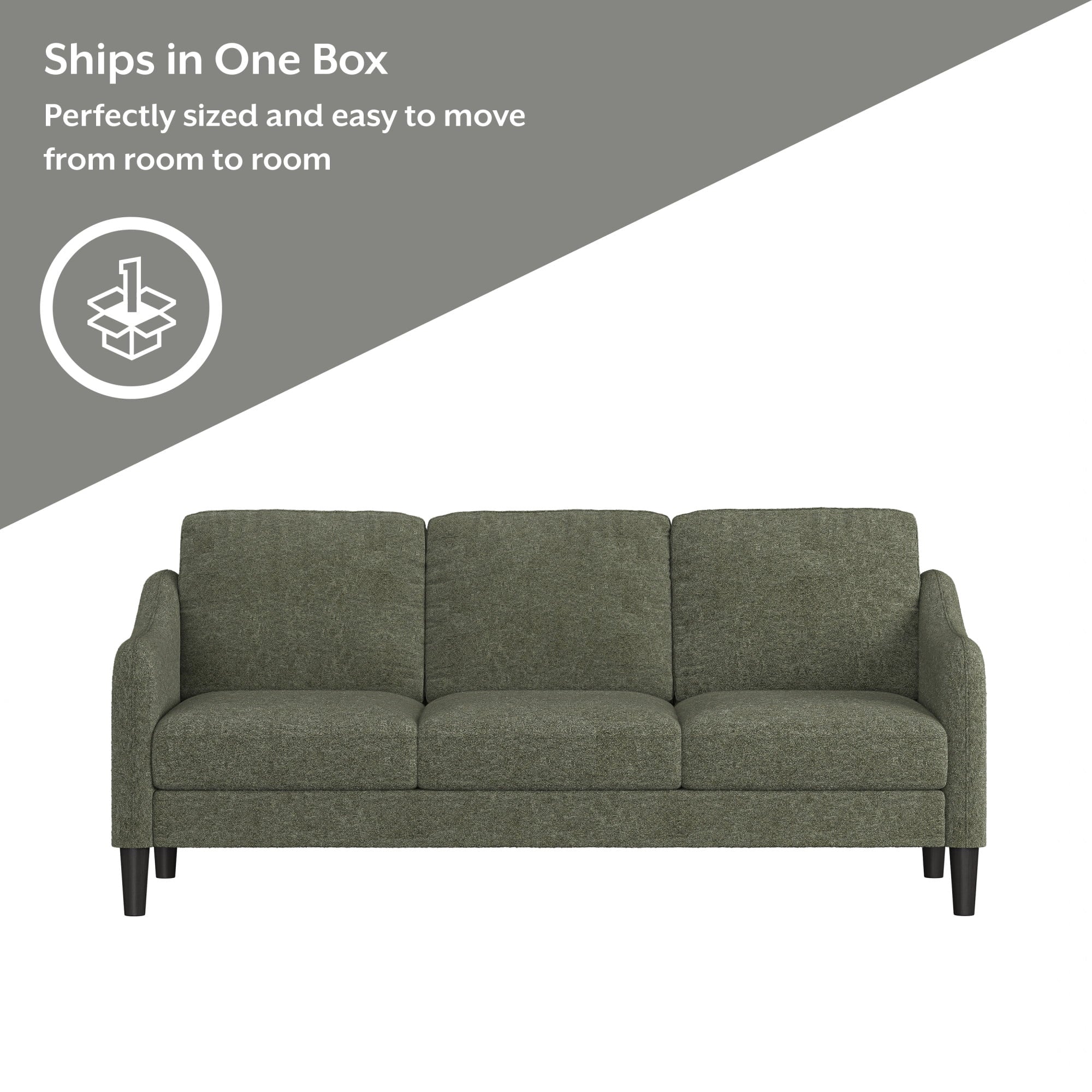Mainstays Westley Swoop Arm 74 Sofa, Moss Green