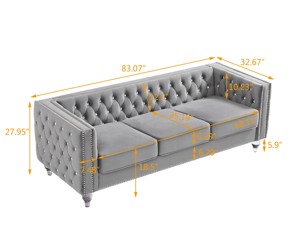 Gewnee 86.6 Modern Sofa Couch,Teddy Velvet 3 Seaters Comfy Couch with Deep Seat for Living Room,2 Pillows,Beige