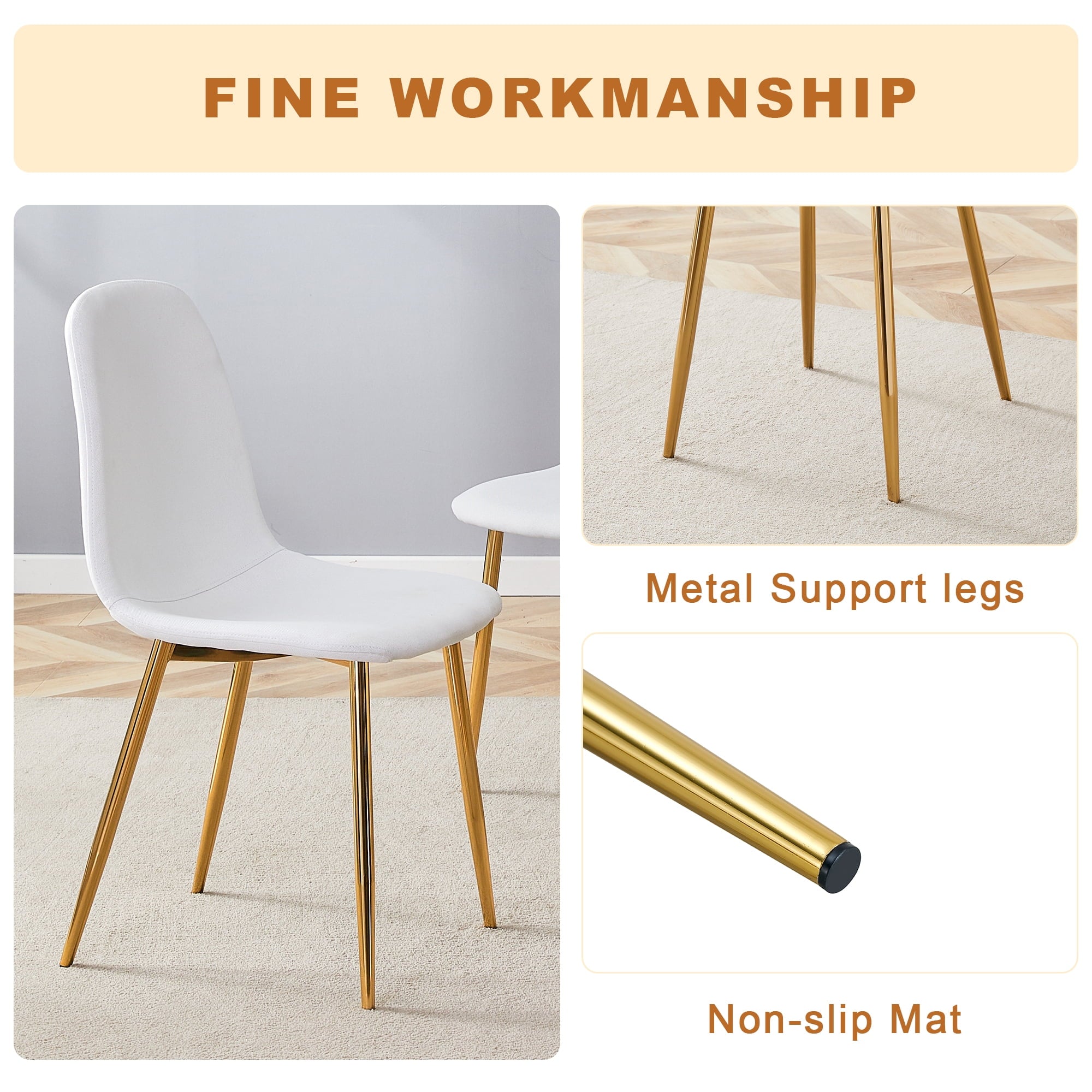 LUFTUT 36.6 Round Glass Dining Table, Modern Gold Base Kitchen Table, Small Space Bistro Table, Clear Tempered Glass Top for Apartmen