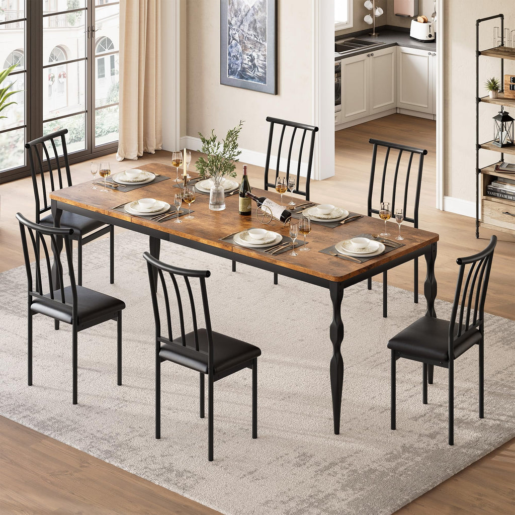 M optimized 78-inch Farmhouse Dining Table for 8, Rustic Rectangular Kitchen Table with Large Tabletop, Long Wooden Dining Room Table with Heavy Duty Legs