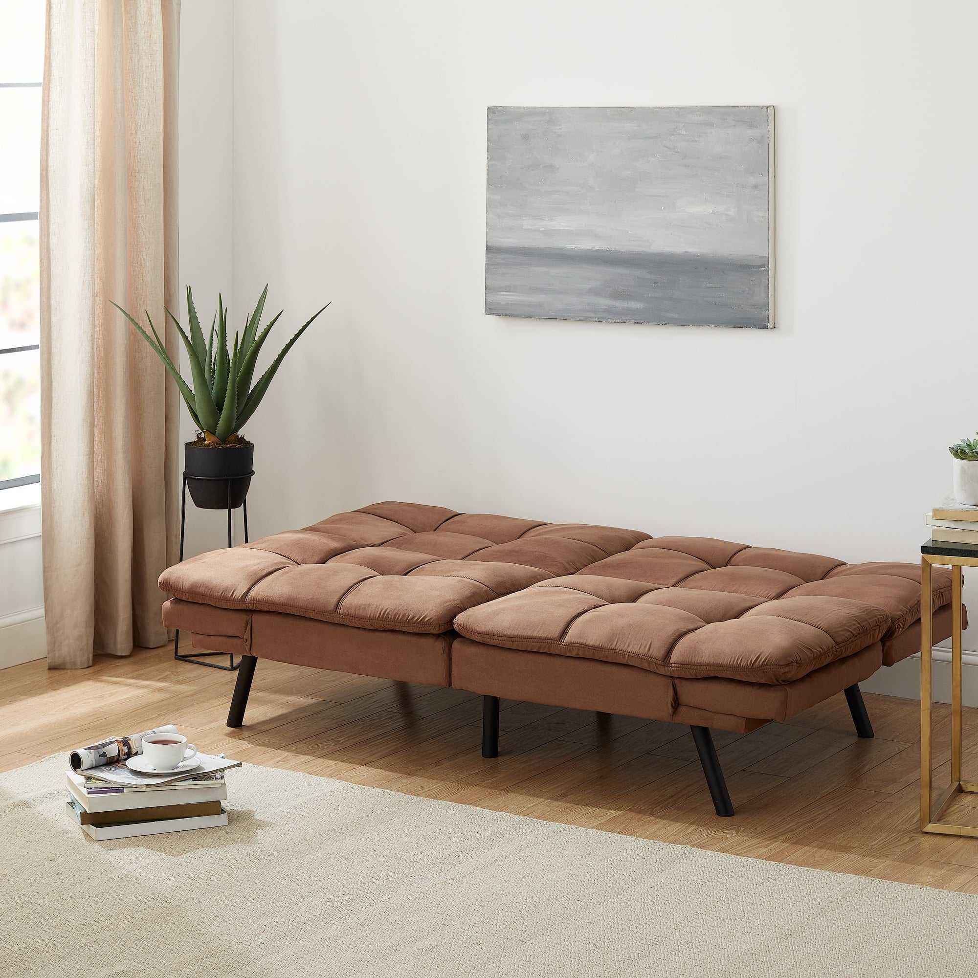 Mainstays 72 Memory Foam Futon Sofa Bed,Black