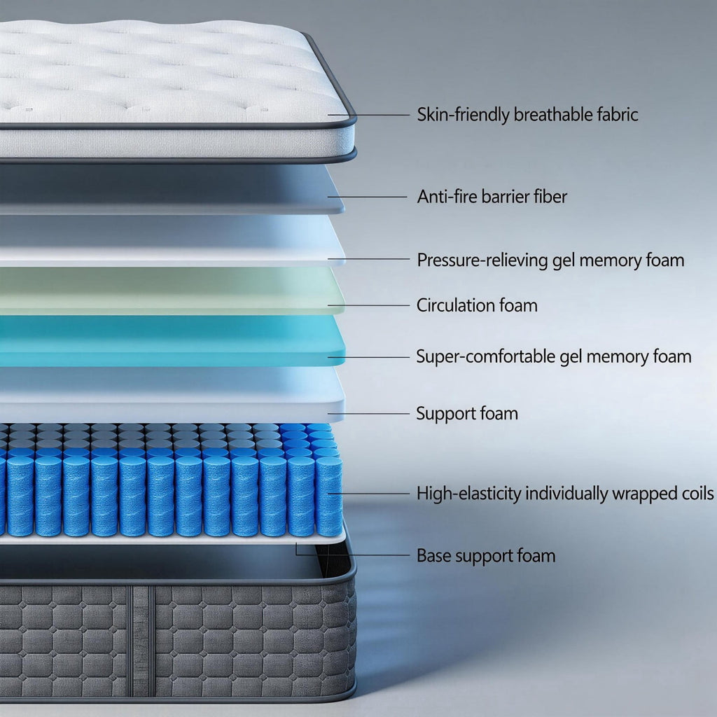 Kizreo Firm Twin Mattress [New Version], 10 inch Gel Memory Foam Hybrid Mattress Twin Size Bed in a Box, Pressure & Pain Relief, CertiPUR-US, Individual Pocket Spring, Edge Support
