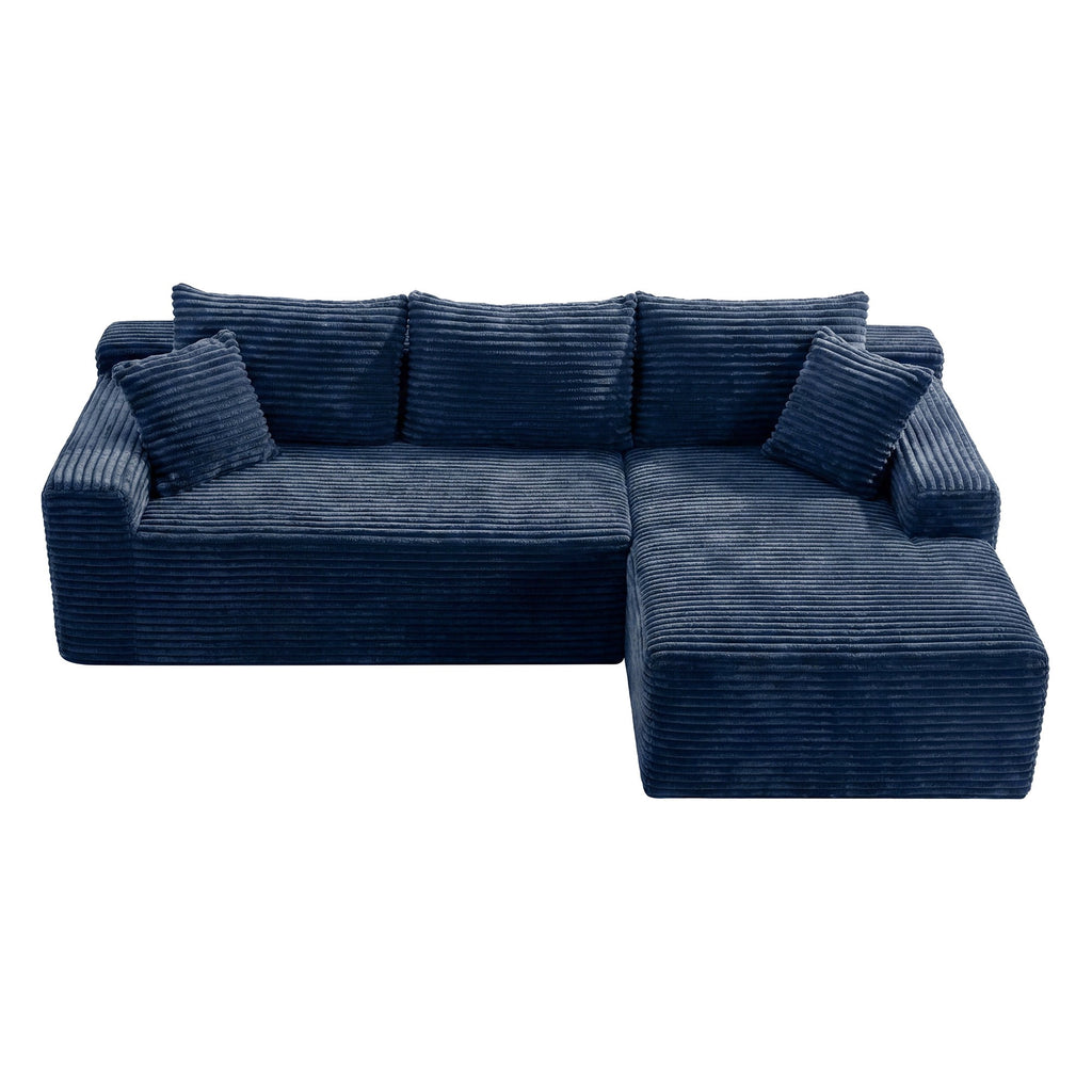 LLappuil 108 Sectional Sofa, Modular Sectional Couch with Left Chaise, Deep Seat Corduroy Cloud Sofa for Living Room Black