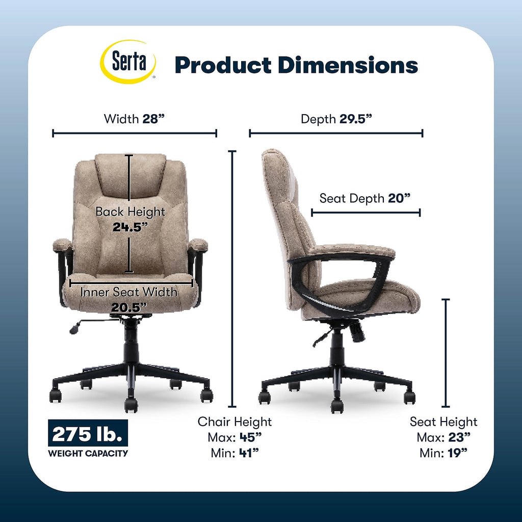 Serta Comfort Eco Office Ergonomic Computer Chair Lumber Support Black