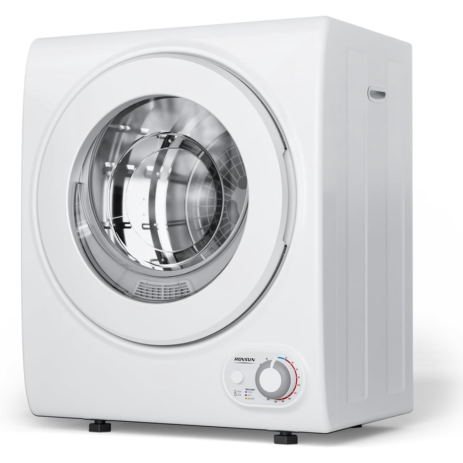 2.6 Cu.Ft White Compact Portable Laundry Dryer, 110V Electric Clothes Dryer with Stainless Steel Tub & Control Knob, Small Portable Dryer Machine for Apartment Dorm RV Indoor Use