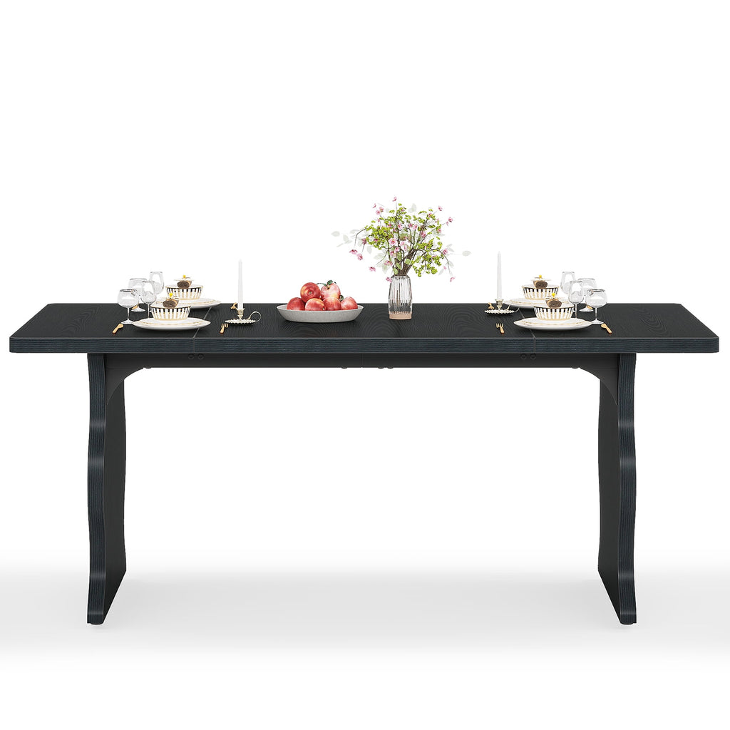 Fnova 63'' Rectangular Dining Table for 4-6 People, Farmhouse Dinner Table, for Dining Room, Kitchen, Office & Conference Use