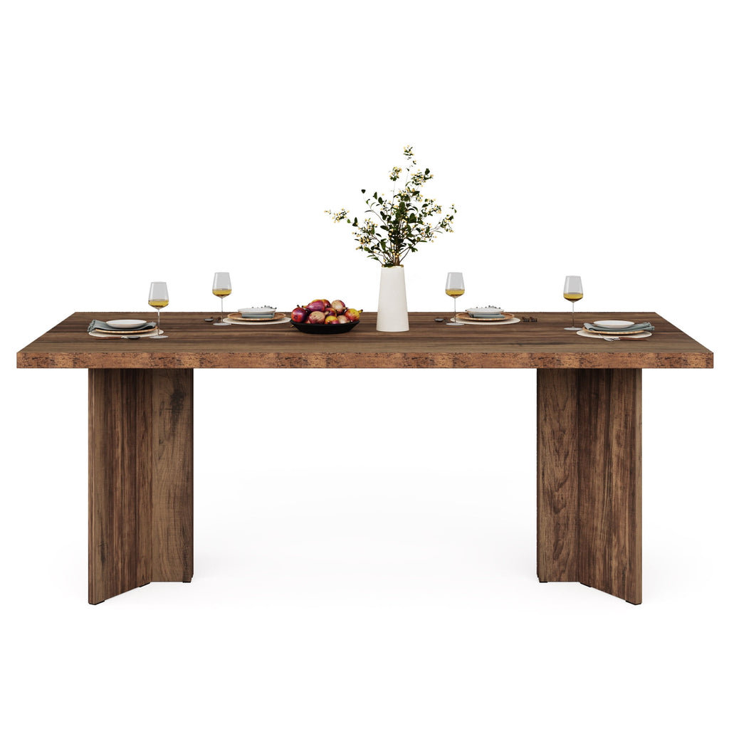 Fnova 63 Rectangular Modern Dining Table, Wooden Modern Kitchen Table for 6 People for Dining Room, Warm Brown (Chairs Not Included)