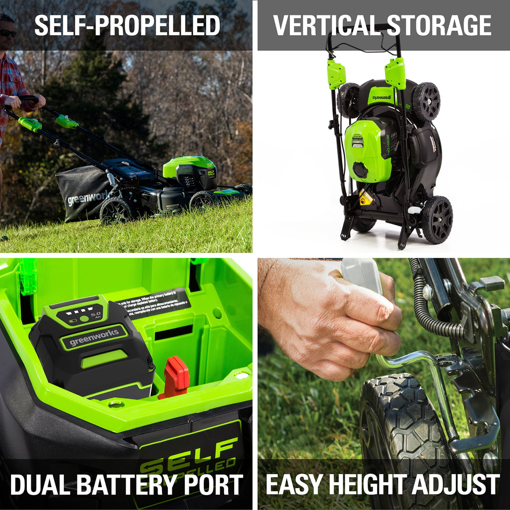 Greenworks 40V 21 Brushless Self Propelled Lawn Mower with 5.0 Ah Battery and Charger 2516402