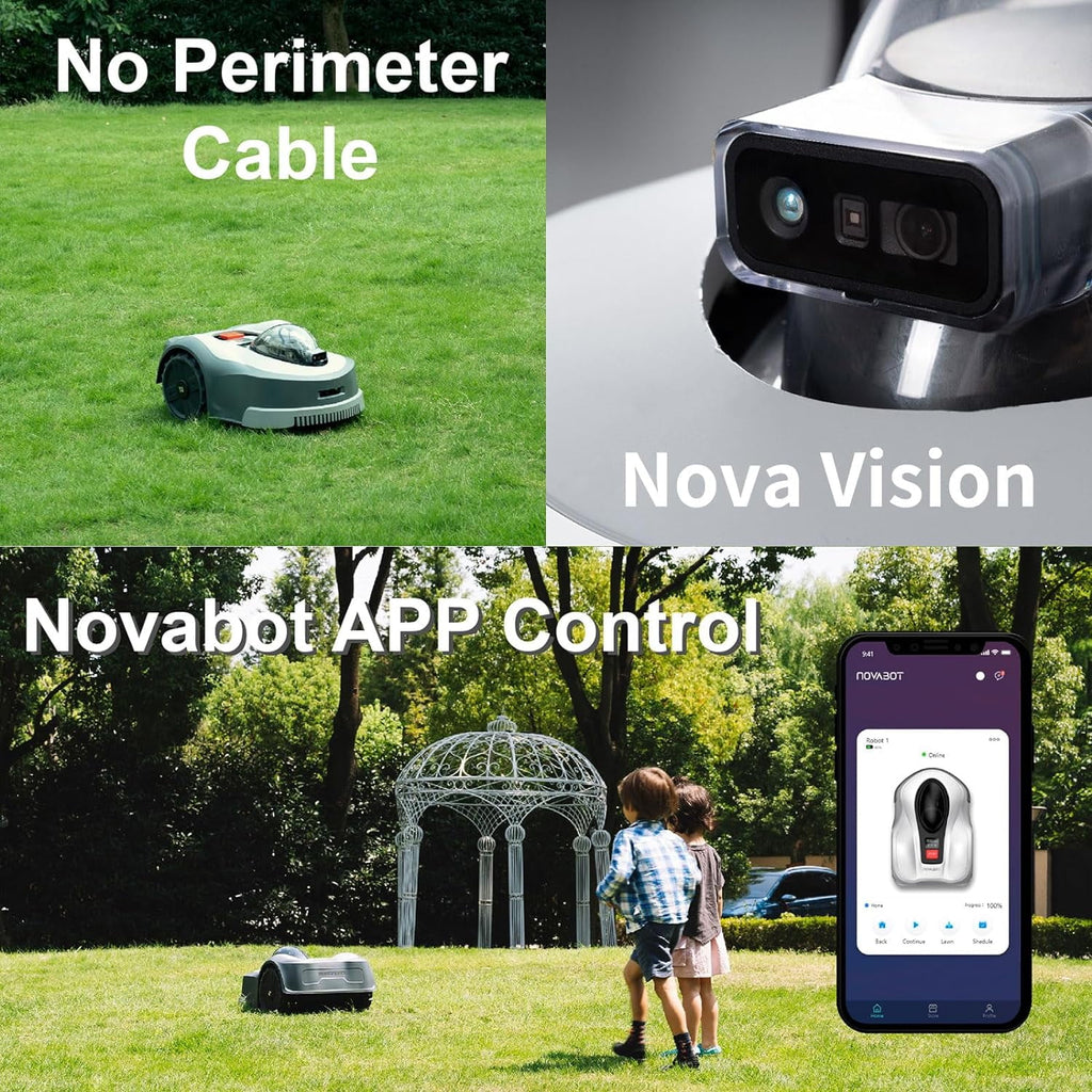 NOVABOT N2000 Robotic Lawn Mower For 1.50 Acres Lawn, Cut Height 0.8-3.5 Adjustable, APP Control With Virtual Boundaries, All-Wheel Drive, Multi-Zone Management