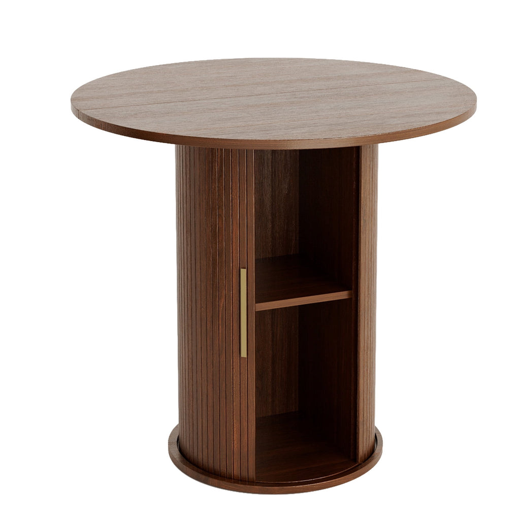 Ktaxon Mid-Century Round Dining Table for 2, 31.5 Modern Dining Room Table with 2-Tier Storage for Small Spaces, Kitchen, Dining Room, Home, Apartment Friendly, Oak
