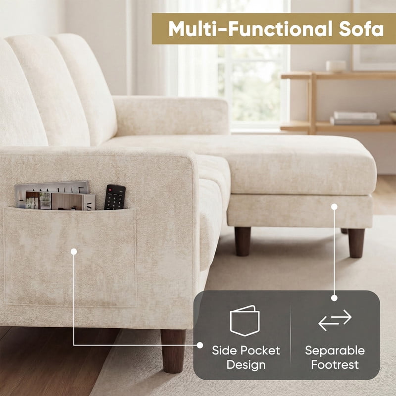 Homall Cloud Modular Sectional Sofa 3 Seat L-Shaped Cloud Oversized Sofa Couch for Living Room, Apartment and Small Space,Dark Gray