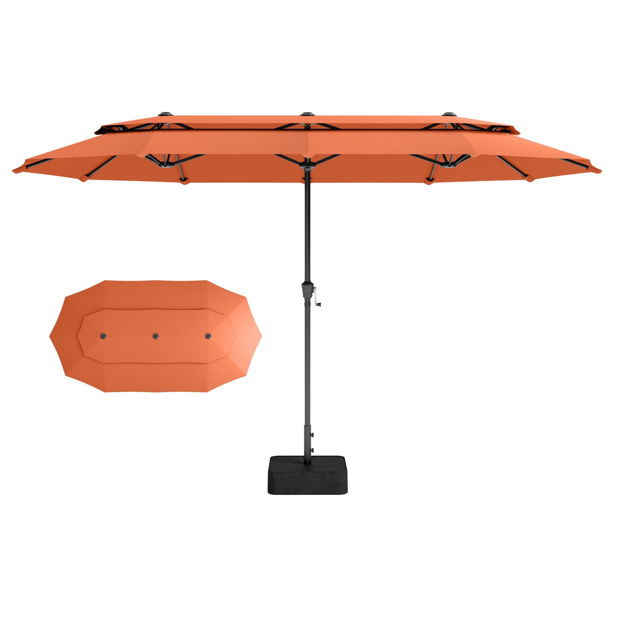 SUMMIT LIVING 13FT Patio Umbrella with Base Included - Double-Vented Rectangle Outdoor Market Umbrella for Patio - Beige