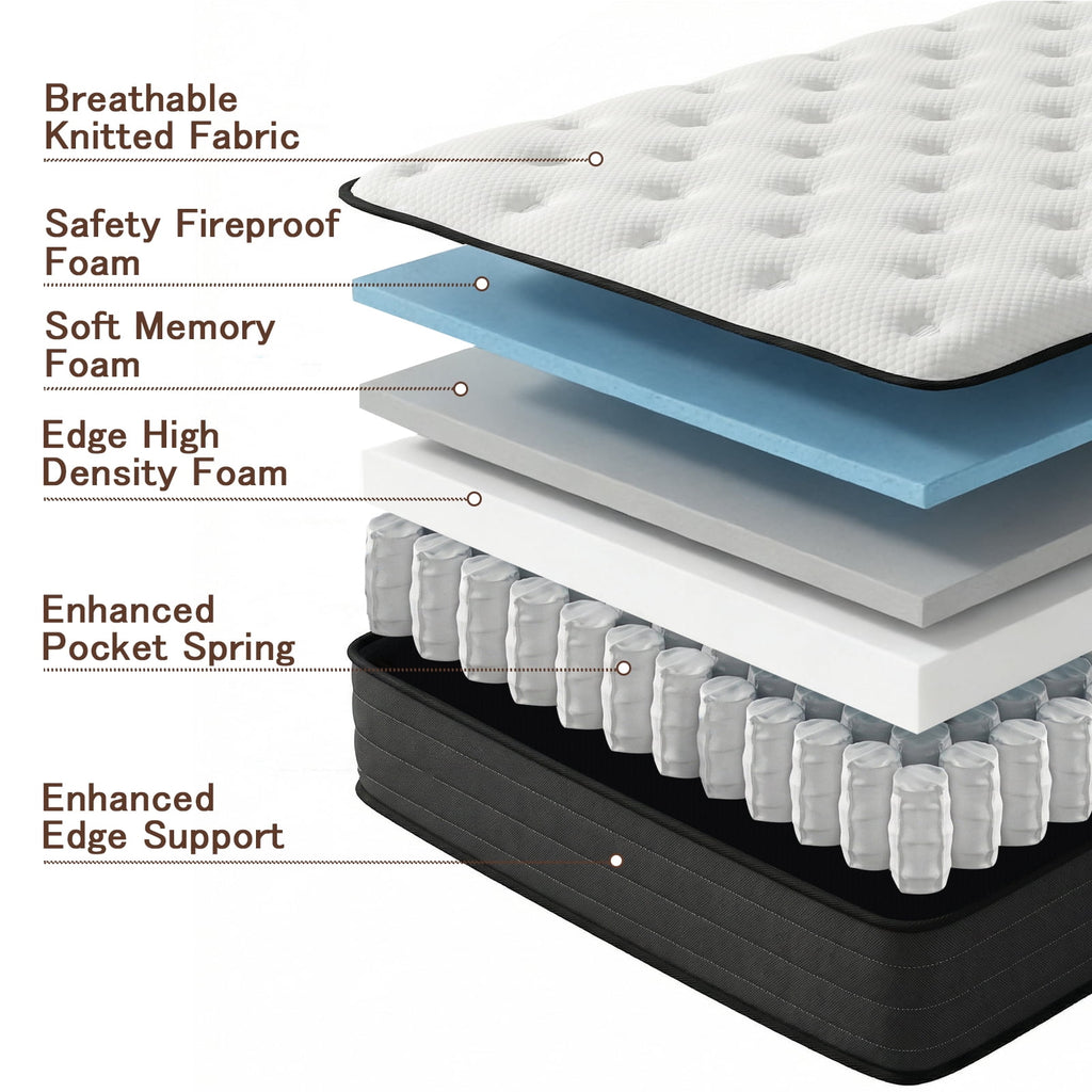 Queen Mattress, 12 Inch Hybrid Memory Foam Mattress in a Box, Pressure Relief, CertiPUR-US