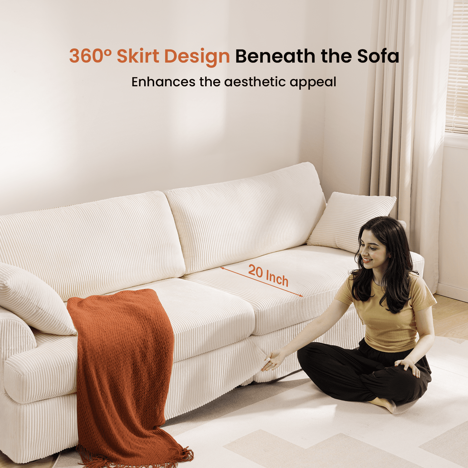 87 Sofa, Comfy Cloud Couch, Upholstered Couch for Living Room, Green