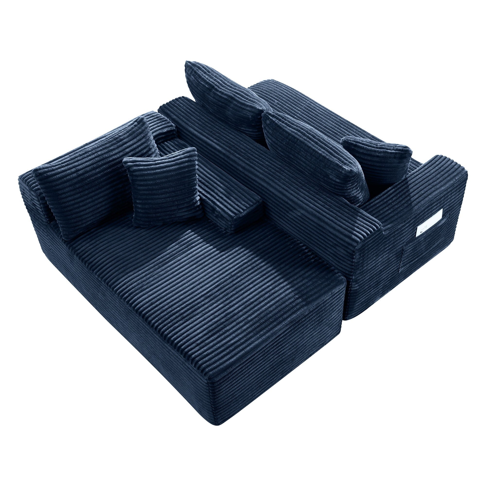 LLappuil 108 Sectional Sofa, Modular Sectional Couch with Left Chaise, Deep Seat Corduroy Cloud Sofa for Living Room Black