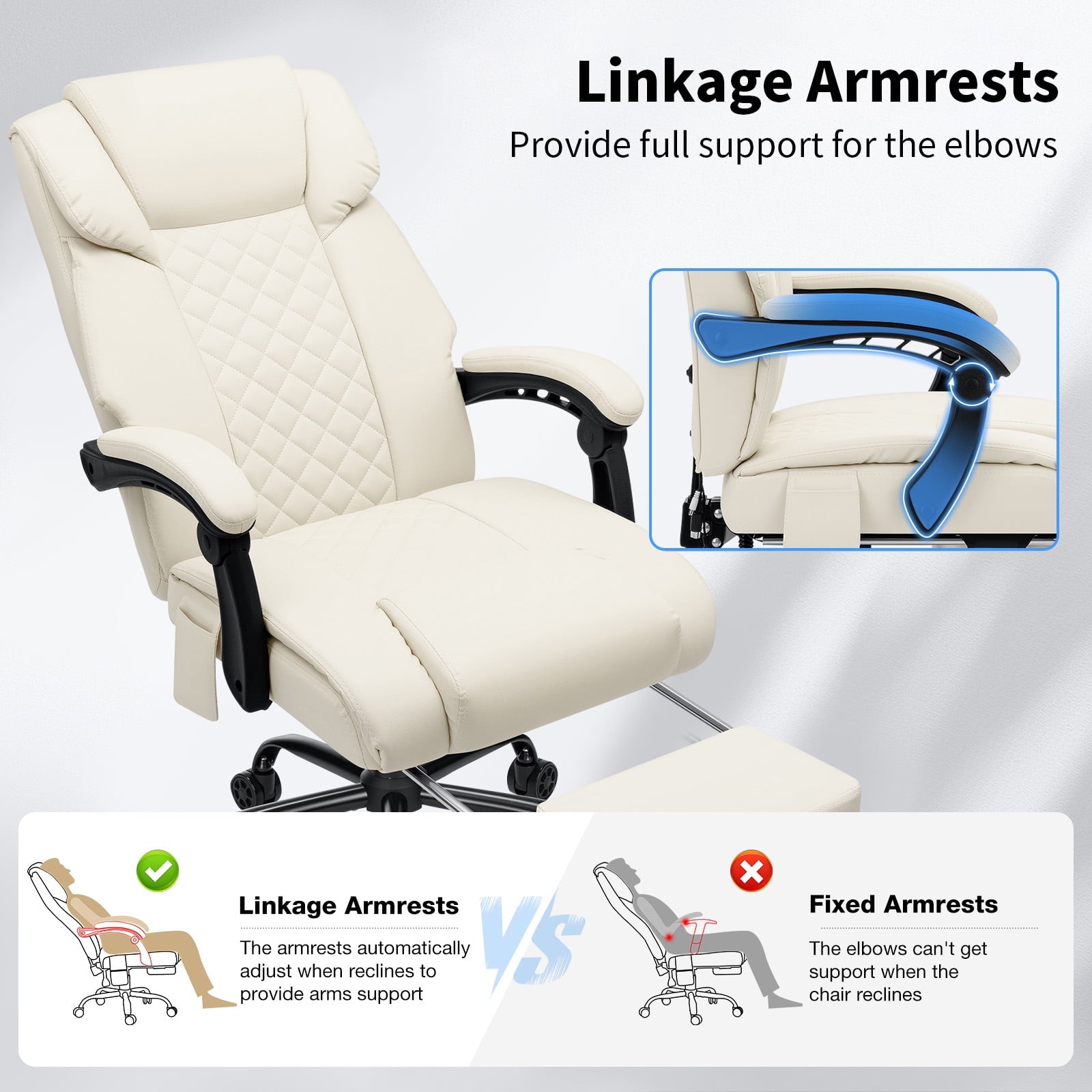 Hoffree Massage Office Chair 400LBS Executive Office Chair Massage and Footrest Big and Tall Office Chair with Heated Lumbar Support, Ergonomic Computer Desk Chair Reclining High Back Leather Office