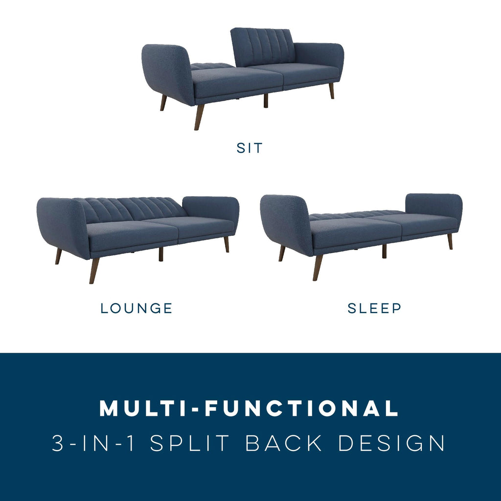 Novogratz Brittany Futon, Blue Linen