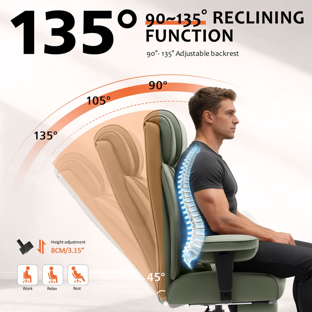 FASTES Office Desk Chair, Big and Tall Office Chair 400lbs Gaming Chair with Footrest, Ergonomic Executive High-Back Reclining Computer Chairs, Swivel Wheels and Lumbar Support, Black